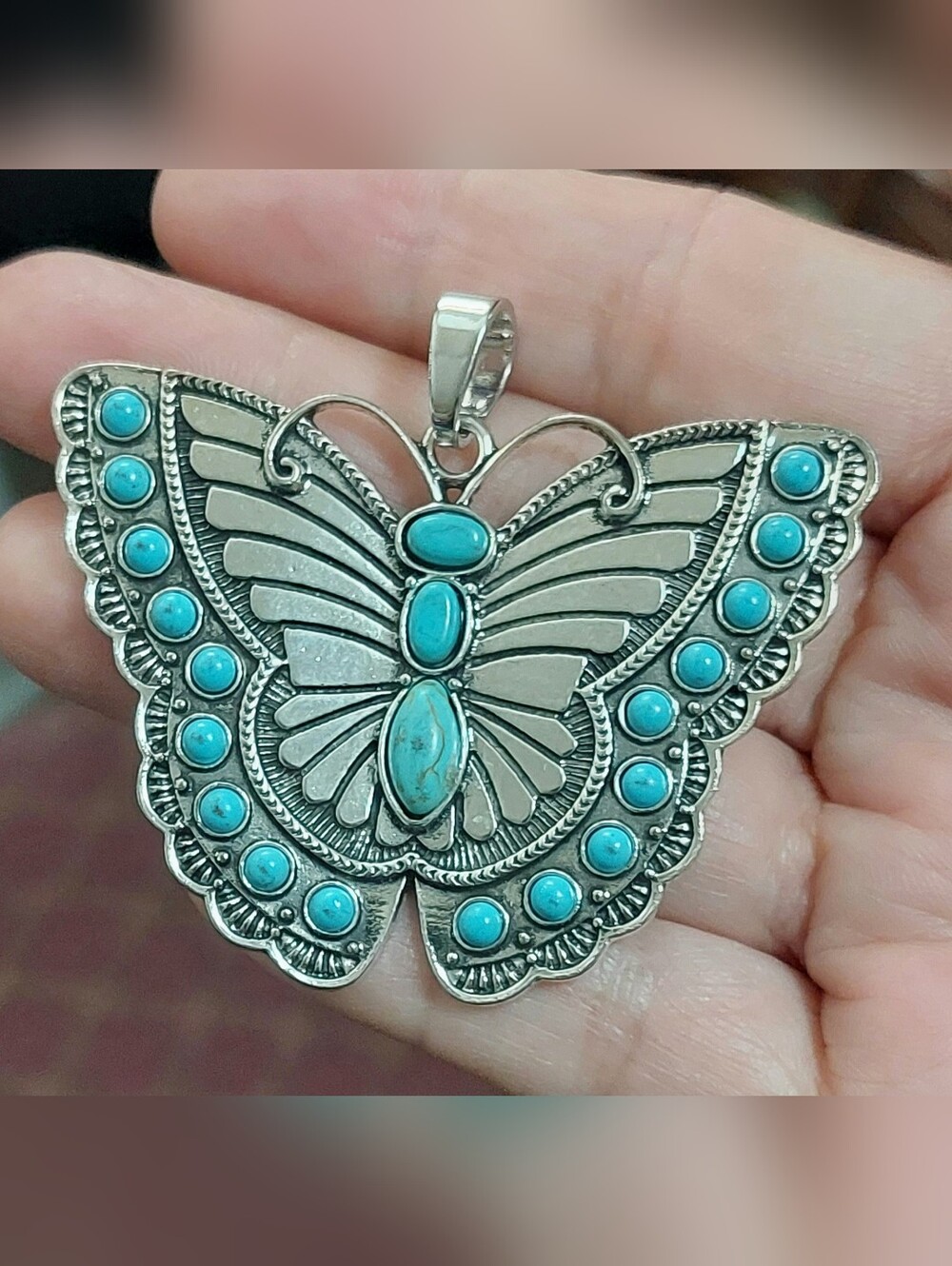 Butterfly Necklace Womens Jewelry Pendant - Silver And Blue